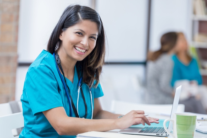A nurse with a smile is giving an interview at the skilled nursing rehabilitation center in Bossier City, LA